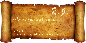 Récsey Julianna névjegykártya